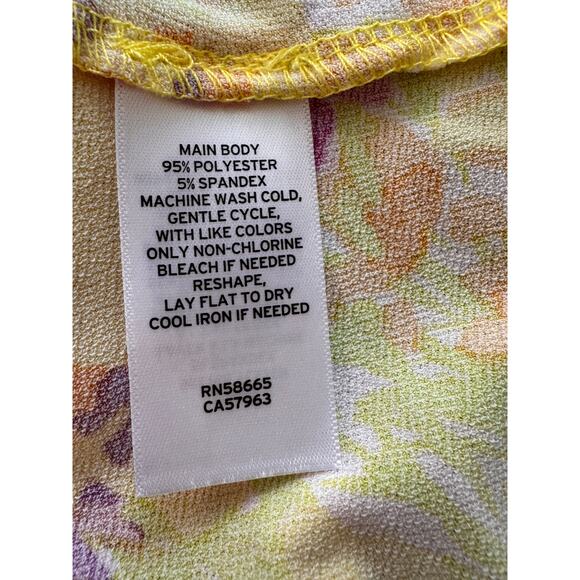 New ABOUND NORDSTROM Pink-Yellow Painted Floral V-Neck Skater Dress Size L - Picture 7 of 7